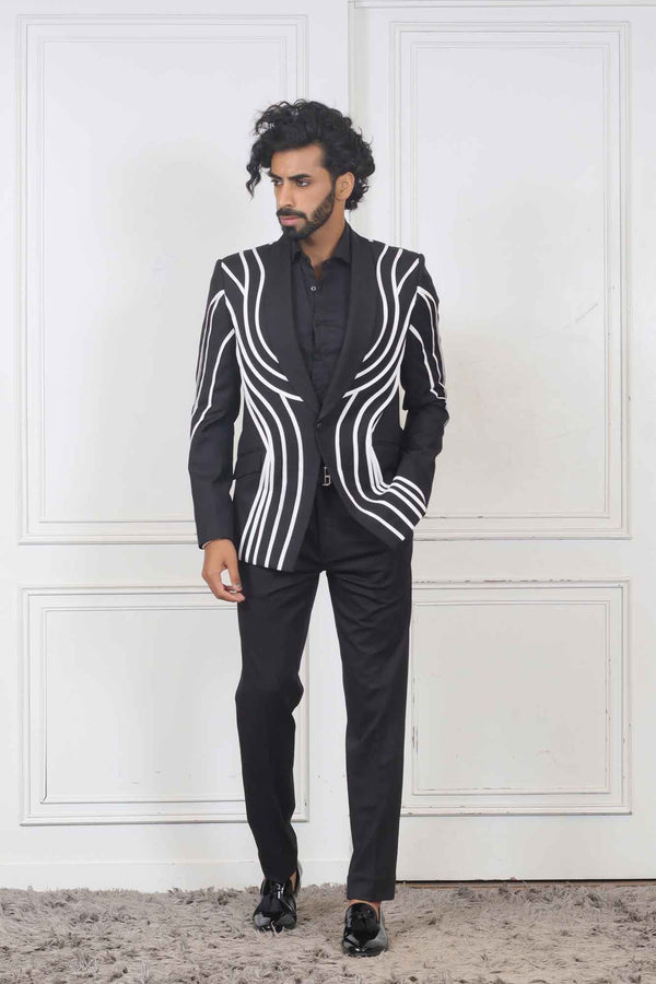 Party Wear Tuxedo Suit For Men In Black Colour at Online- Sasya sasyafashion