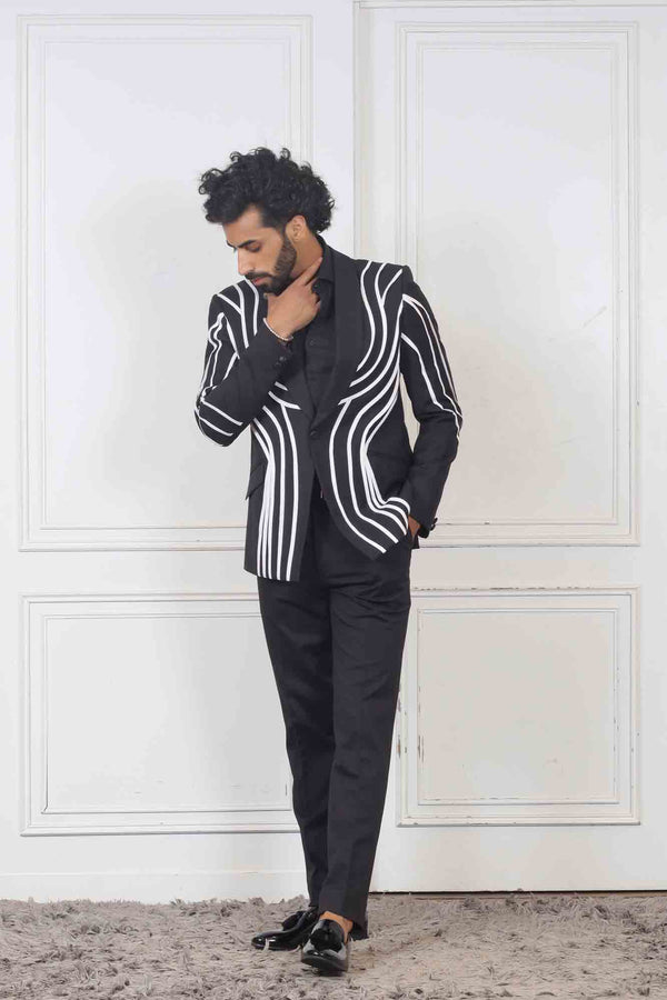 Party Wear Tuxedo Suit For Men In Black Colour at Online- Sasya sasyafashion