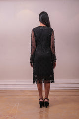 Designer Black Net Embellished Dress sasyafashion