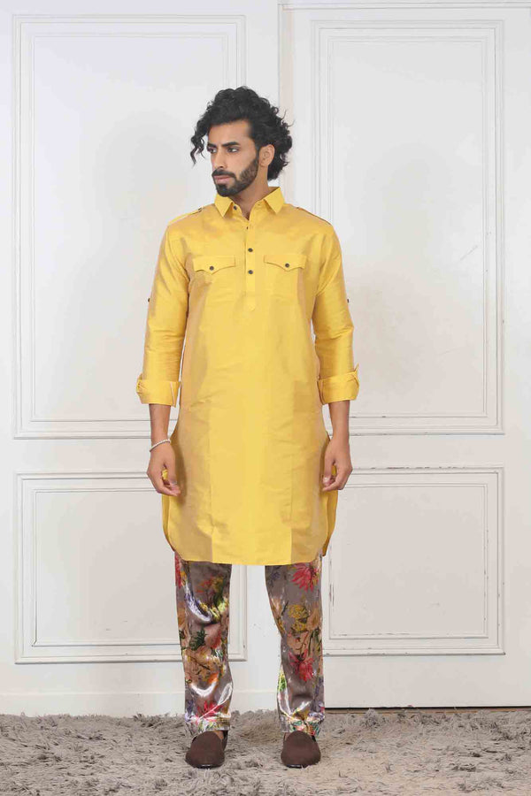 Party Wear Pathani For Men In Yellow Colour at Online- Sasya sasyafashion