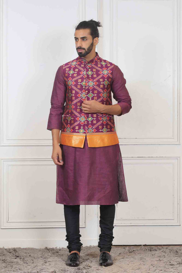 Party Wear Kurta Jacket For Men In Red Colour at Online- Sasya sasyafashion