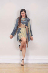 Designer Gray and Beige colour Dress sasyafashion