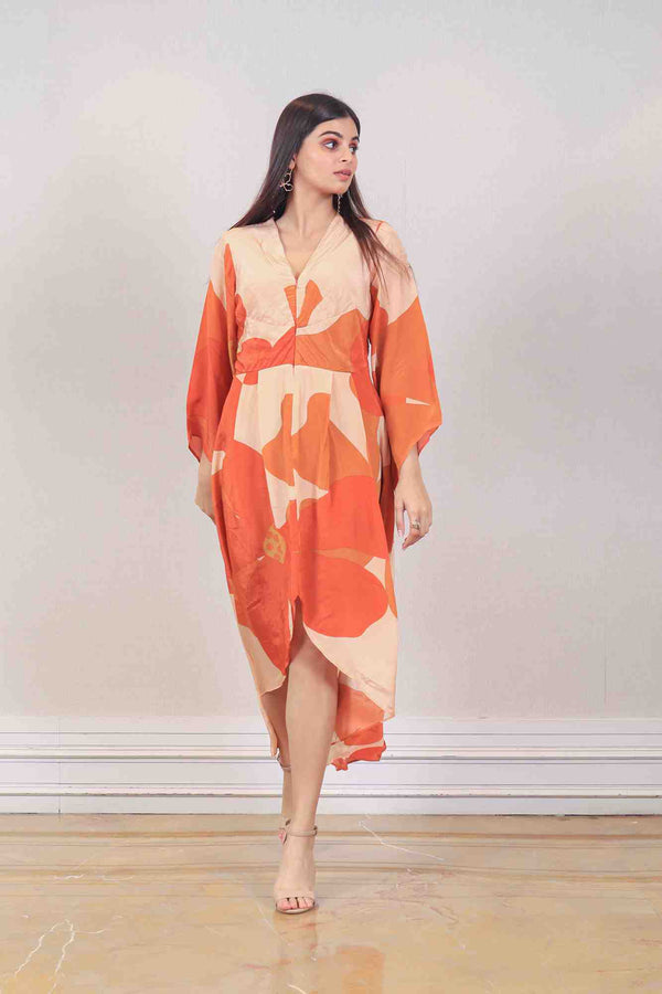 Designer Orange colour Dress sasyafashion