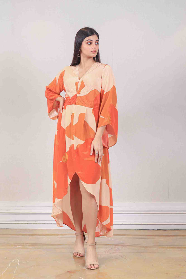 Designer Orange colour Dress sasyafashion