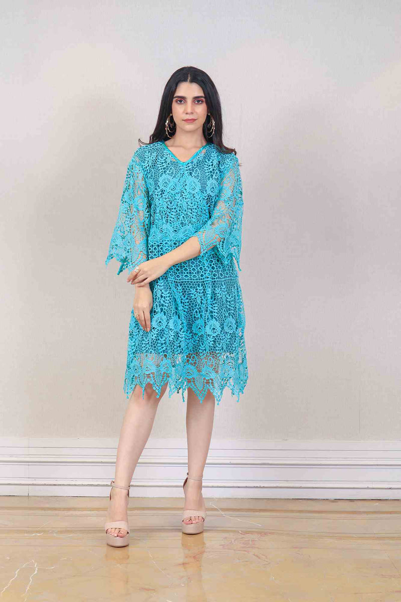 Designer Light blue colour Dress sasyafashion