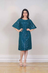 Designer Teal colour Dress sasyafashion