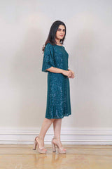 Designer Teal colour Dress sasyafashion