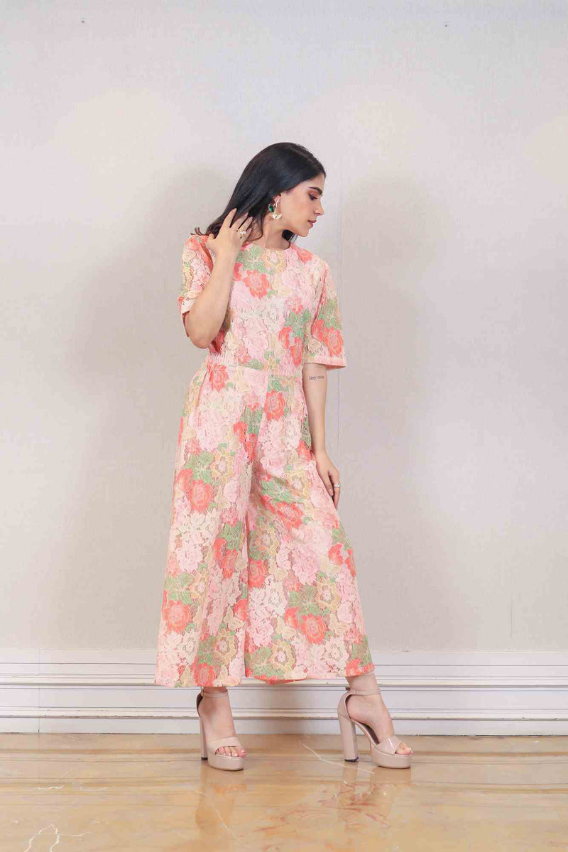 Designer Peach colour jumpsuit sasyafashion