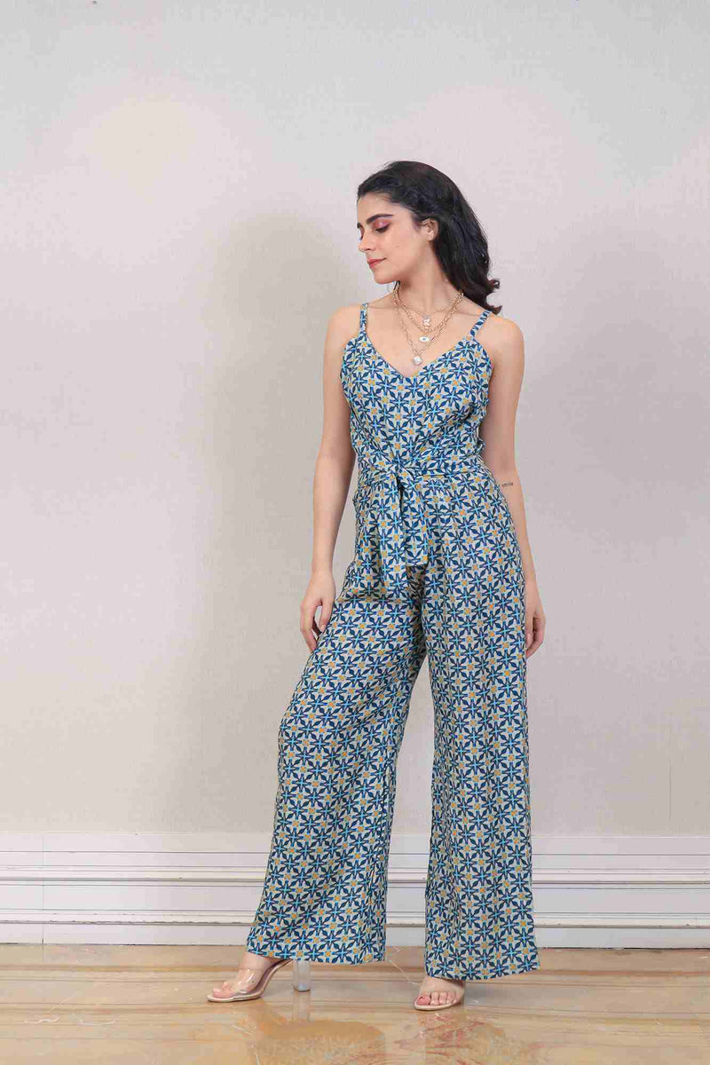 Designer Teal colour jumpsuit sasyafashion