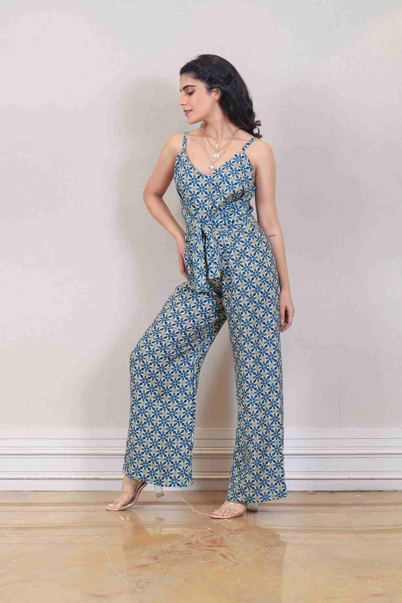 Designer Teal colour jumpsuit sasyafashion