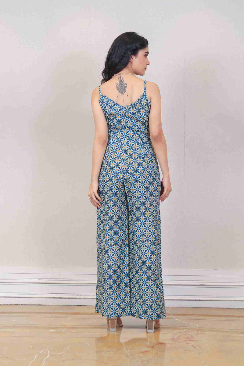 Designer Teal colour jumpsuit sasyafashion