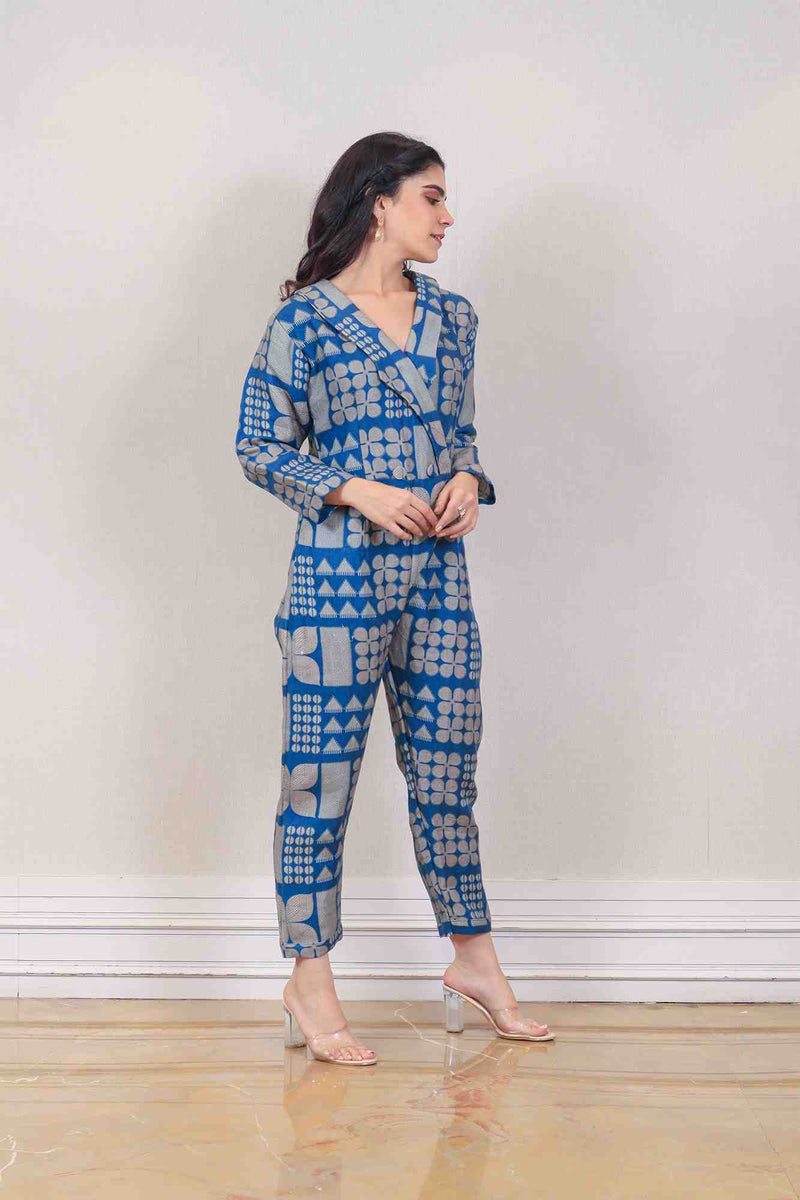 Designer Blue colour jumpsuit sasyafashion