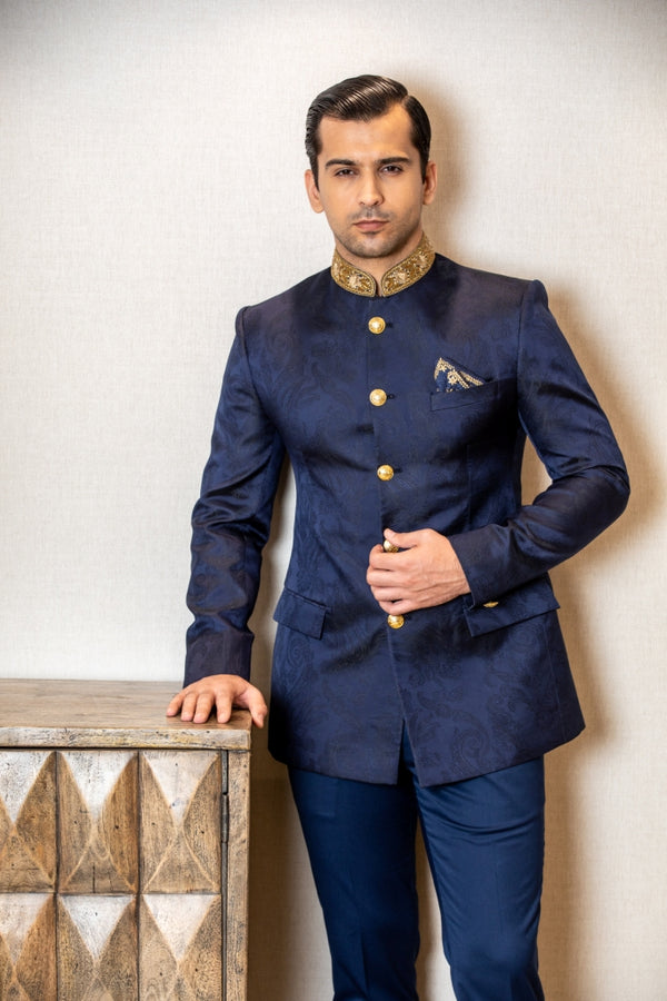 Prince Suit In Indigo Teri Wool