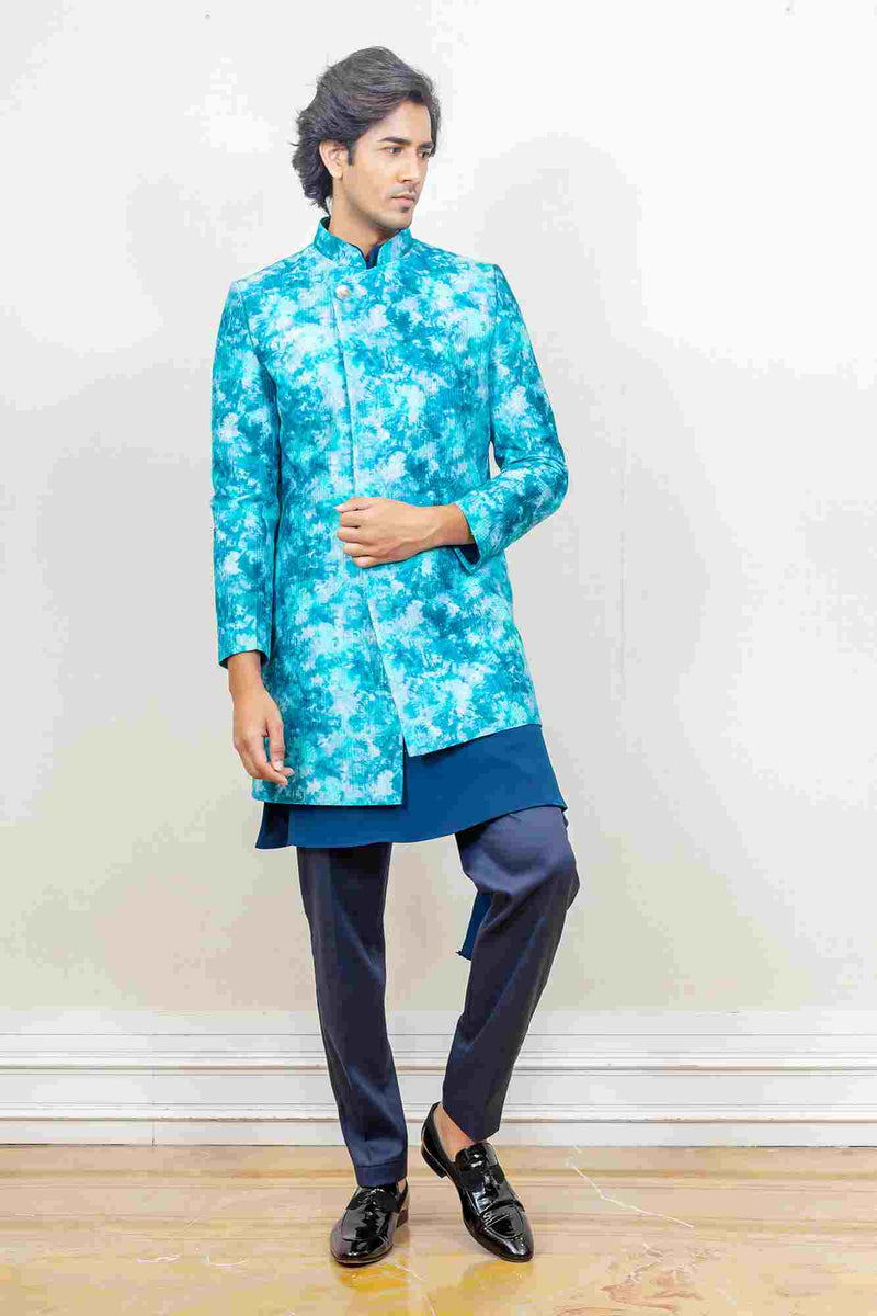 Indo Western For Men In Blue Colour sasyafashion