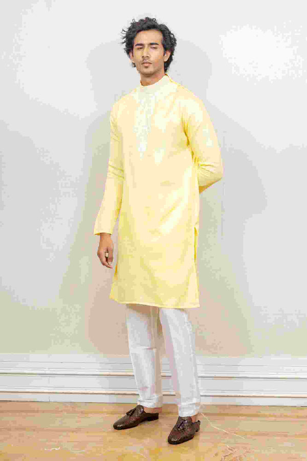 Kurta Set For Men In Yellow Colour sasyafashion