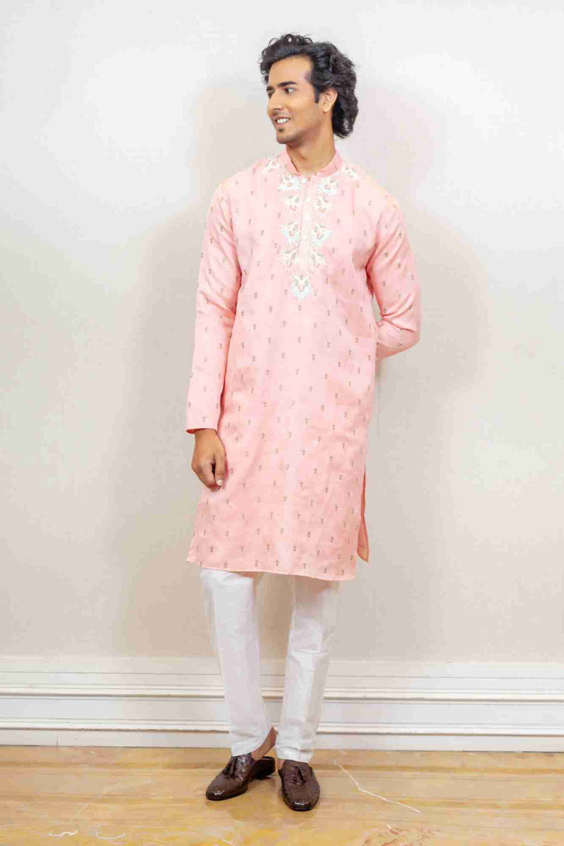 Kurta Set For Men In Pink Colour sasyafashion