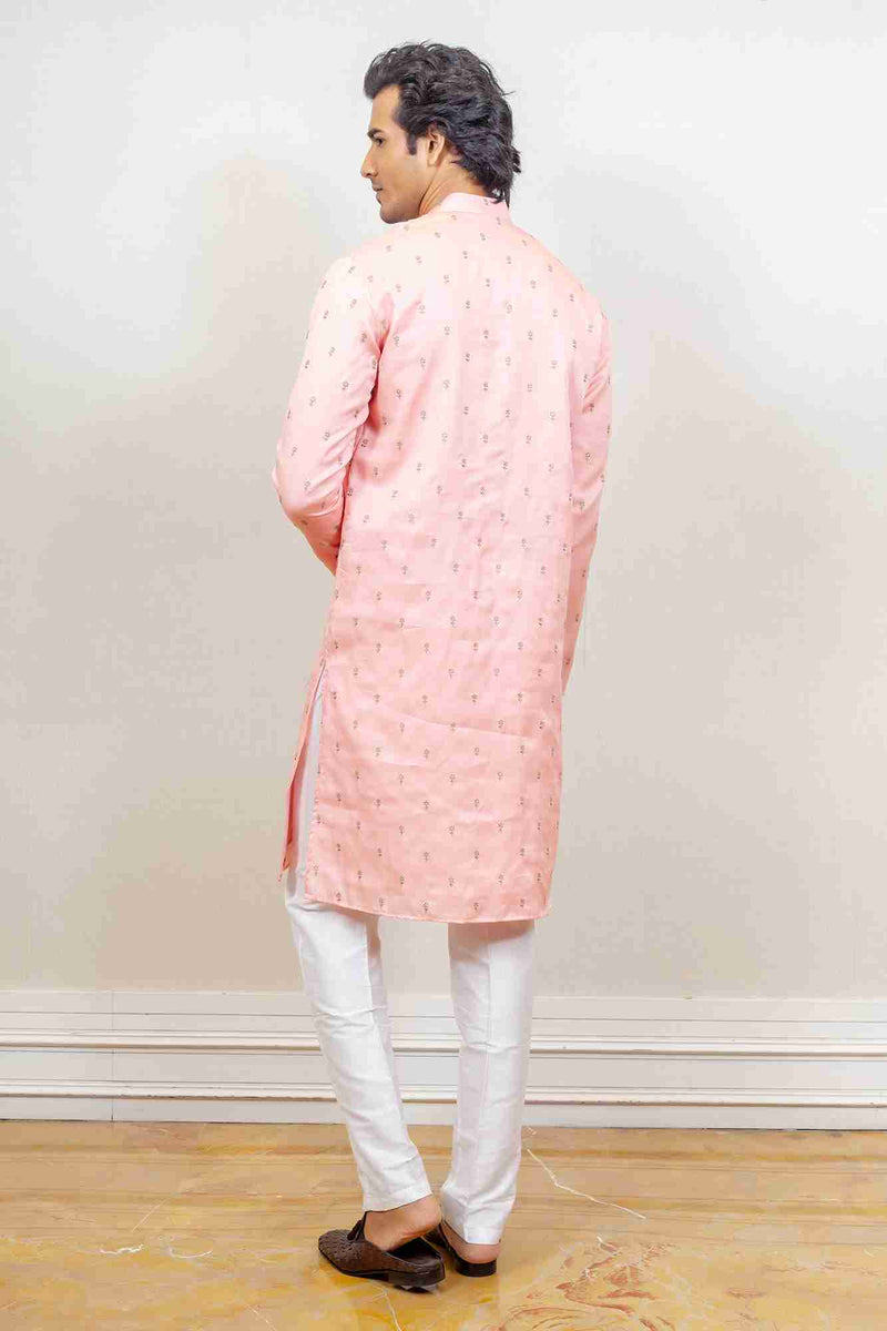 Kurta Set For Men In Pink Colour sasyafashion