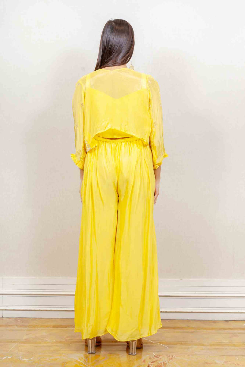 Designer Yellow colour Co-ord with Jacket sasyafashion