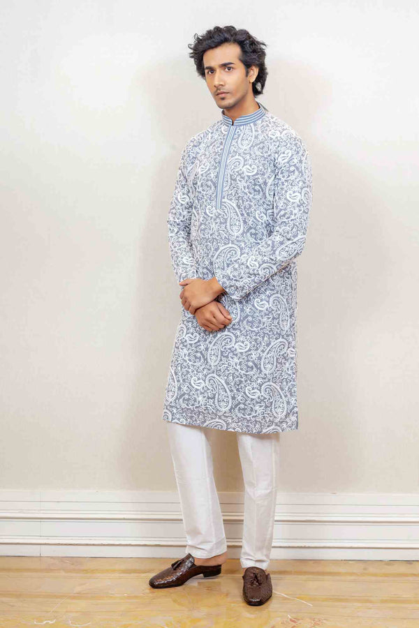 Kurta Set For Men In Grey Colour sasyafashion