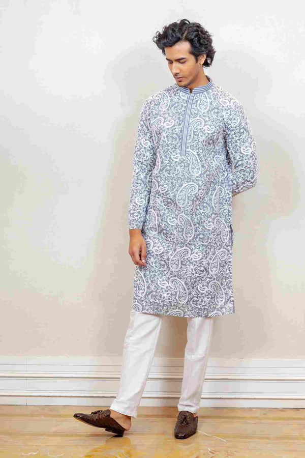 Kurta Set For Men In Grey Colour sasyafashion