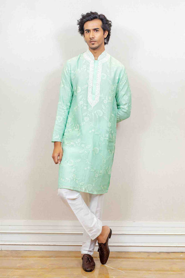 Kurta Set For Men In Green Colour sasyafashion