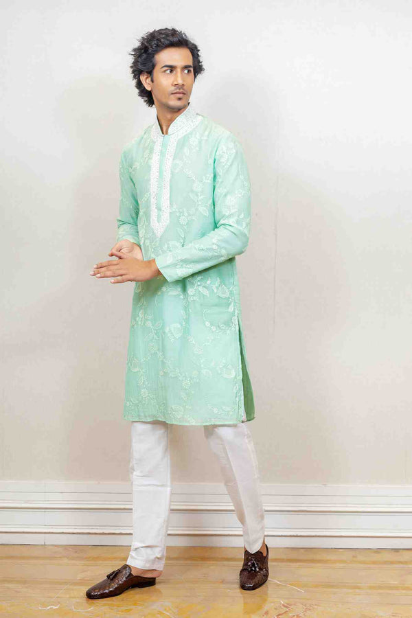 Kurta Set For Men In Green Colour sasyafashion