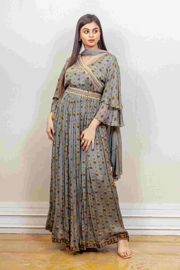 Designer Indowestern In Grey Colour Dress sasyafashion