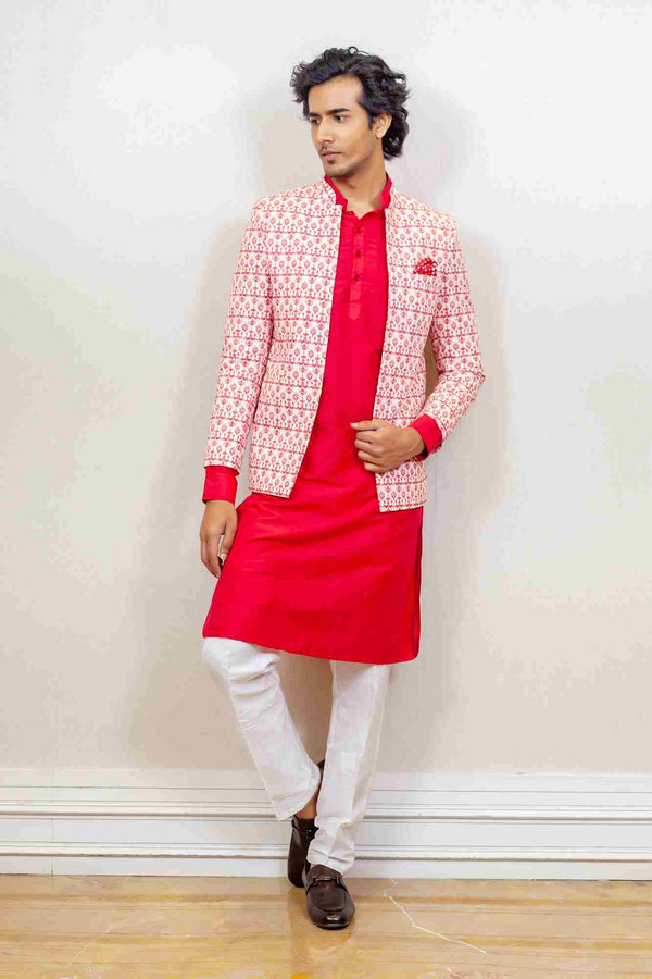 Indo Western For Men In Pink Colour sasyafashion