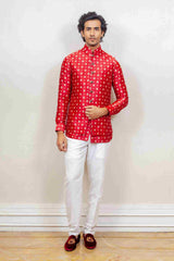 Kurta Jacket For Men In Red Colour sasyafashion