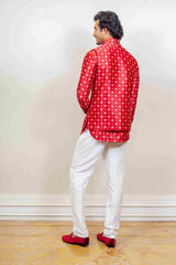 Kurta Jacket For Men In Red Colour sasyafashion