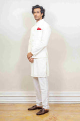 Kurta Jacket For Men In White Colour sasyafashion