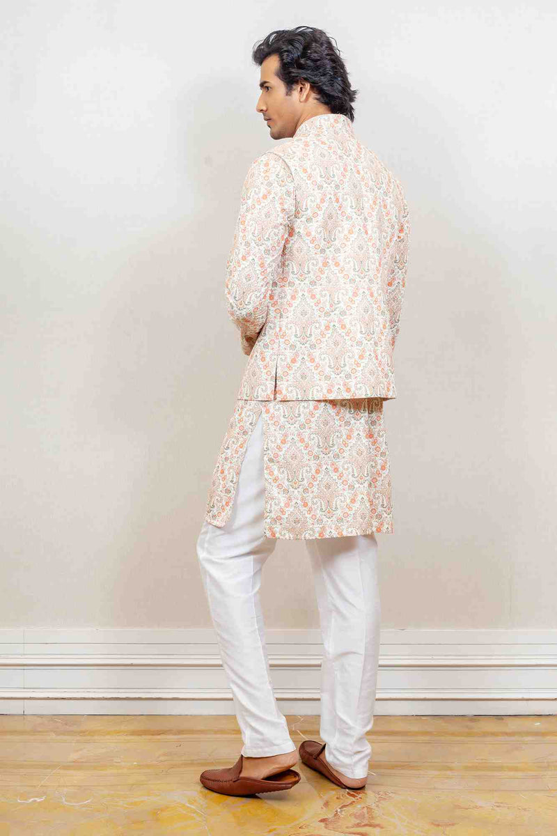 Kurta Jacket For Men In White Colour sasyafashion