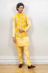Kurta Jacket For Men In Yellow Colour sasyafashion
