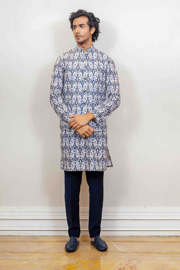 Kurta Jacket For Men In Blue Colour sasyafashion