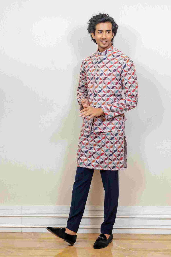 Kurta Jacket For Men In Multicolour sasyafashion