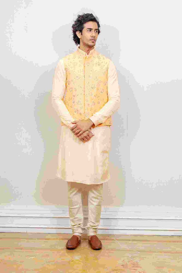 Kurta Jacket For Men In Yellow Colour sasyafashion