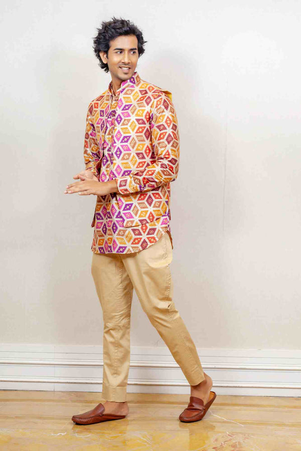 Kurta Jacket For Men In Multicolour sasyafashion