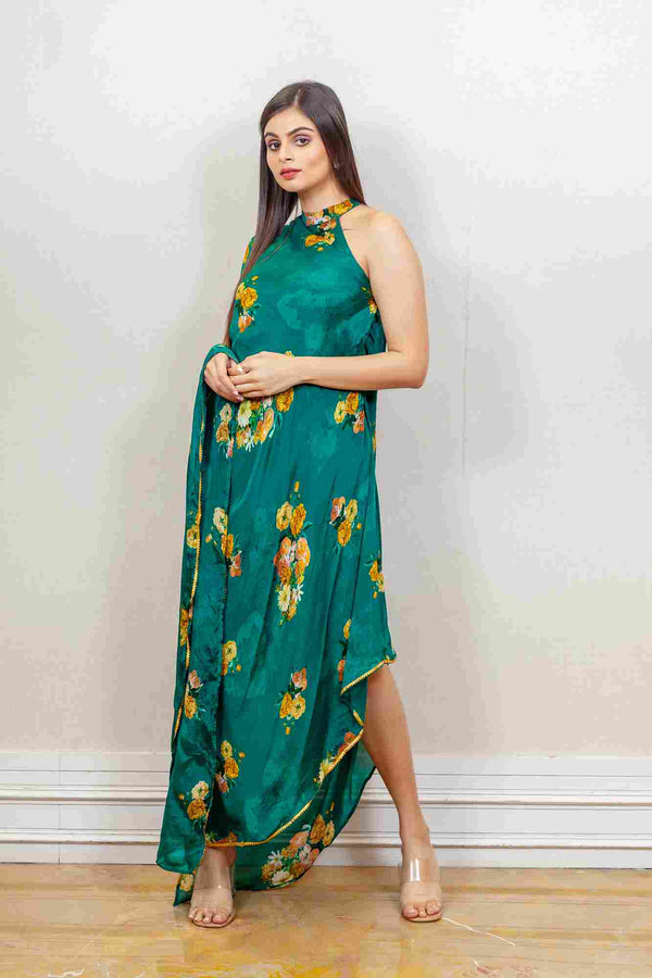 Designer Green colour Dress sasyafashion