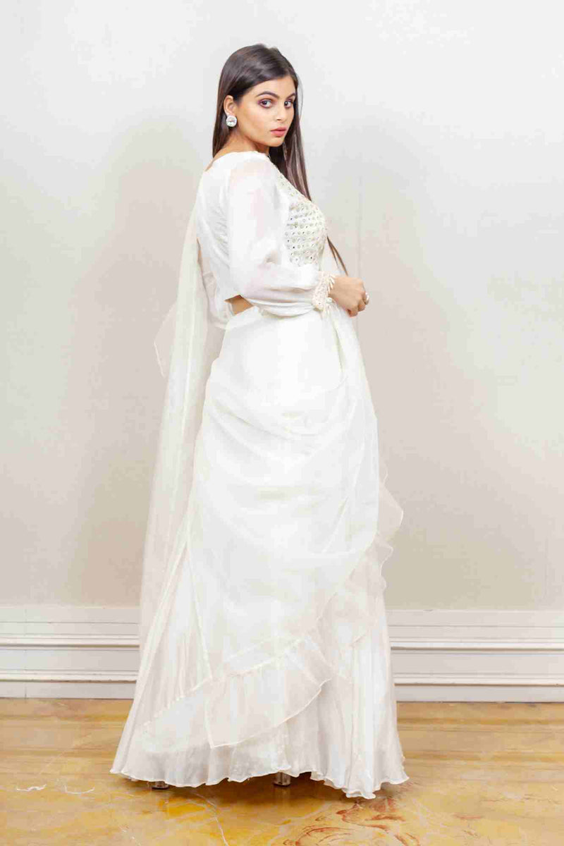 Designer White Colour Dress sasyafashion
