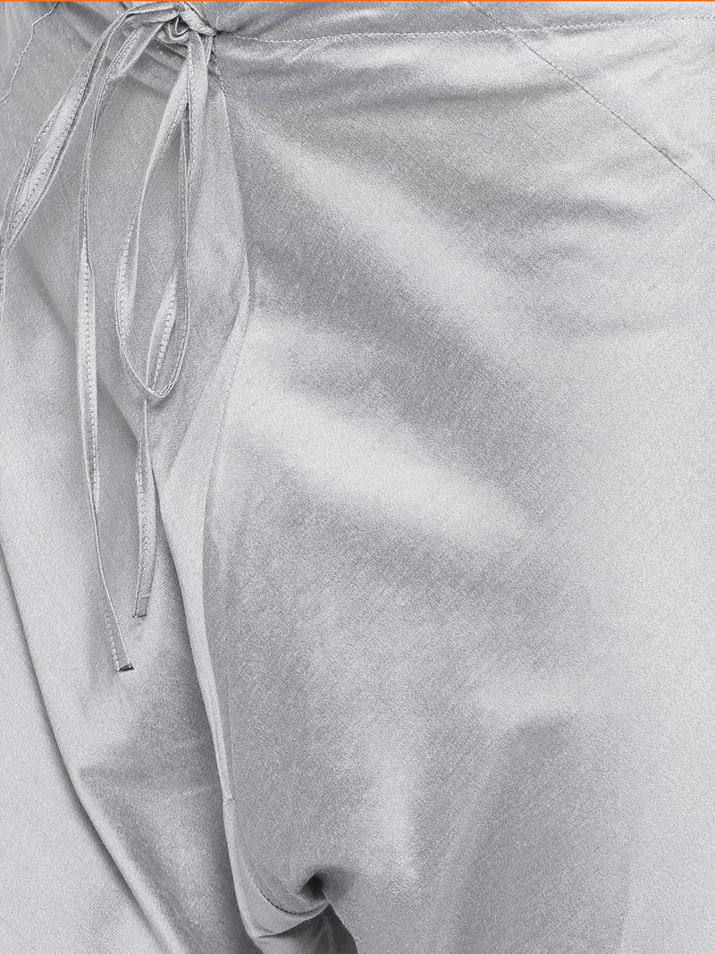 Silver Grey Cotton Silk Kurta Set