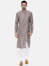 Grey Linen / Satin Kurta set