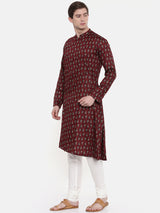 Red Printed Kurta Set