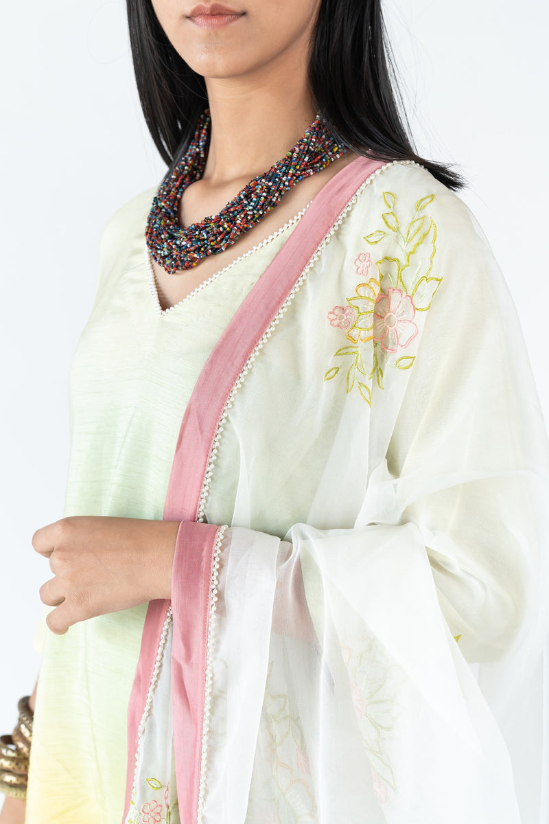 Ombre Kurta in Green-Yellow Ombre sasyafashion