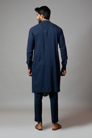 Men's Wear  Kurta Set In Navy Blue Color