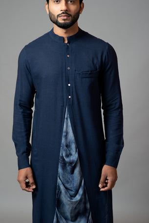 Men's Wear  Kurta Set In Navy Blue Color