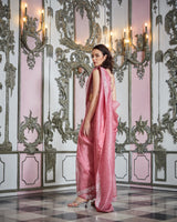 Designer pink color Hand Embroidered saree blouse set