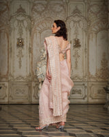 Designer beige color Hand Embroidered saree