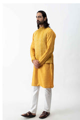 Mustard Yellow Kurta with Bundi sasyafashion