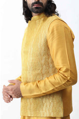 Mustard Yellow Embroidered Bundi. sasyafashion