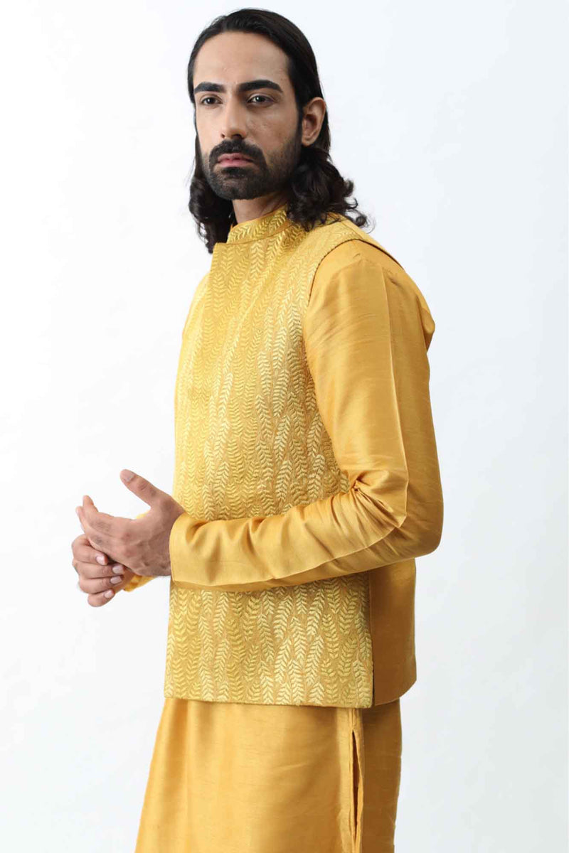 Mustard Yellow Kurta with Bundi sasyafashion